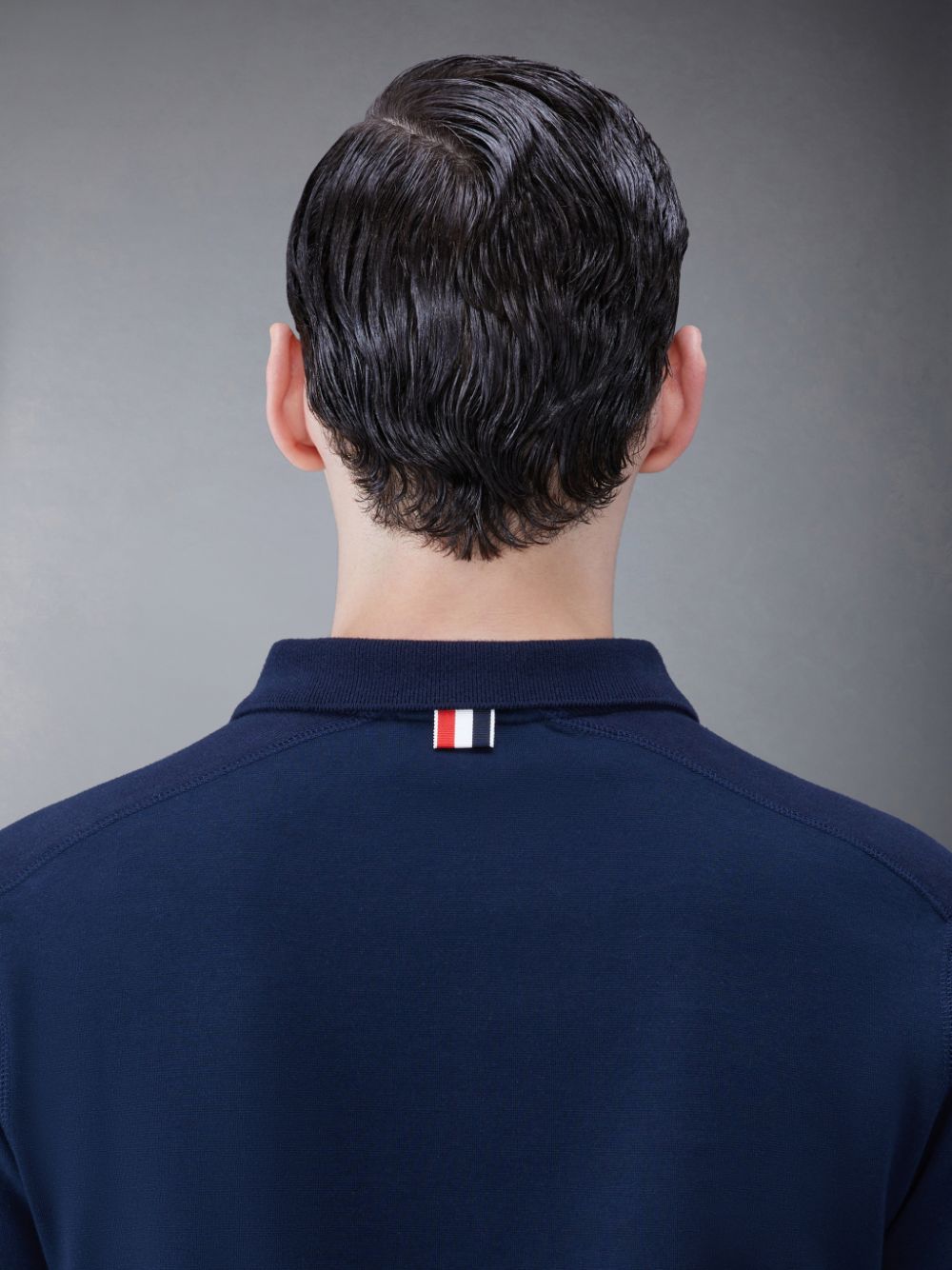 Blue Men Thom Browne Cotton 4-Bar Short Sleeve Polo Shirt | WUZ77S15426