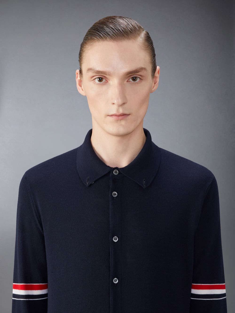 Blue Men Thom Browne Merino Wool Armband Shirts | TCP28E11198