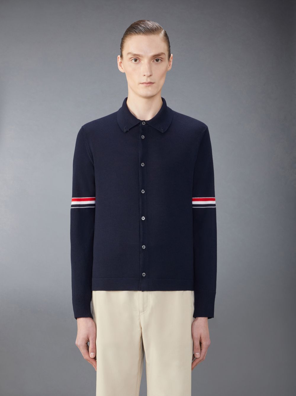 Blue Men Thom Browne Merino Wool Armband Shirts | TCP28E11198