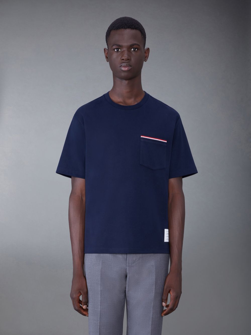 Blue Men Thom Browne Oversized Short Sleeve Pocket T Shirts | WMU89X24306