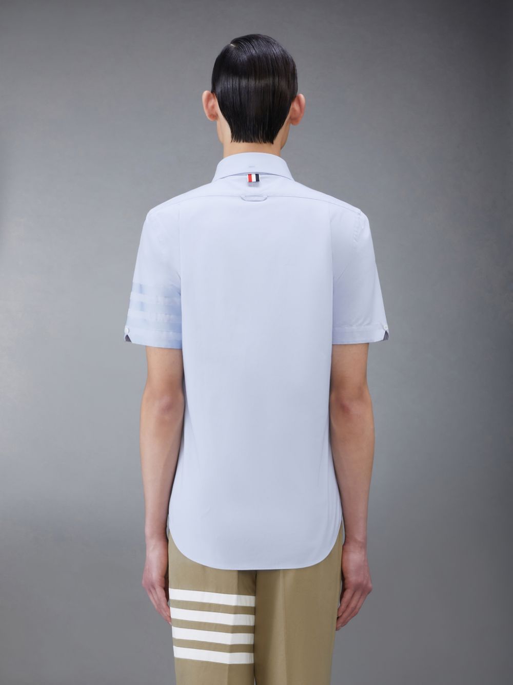 Blue Men Thom Browne Oxford 4-Bar Short Sleeve Shirts | UUI18D22898