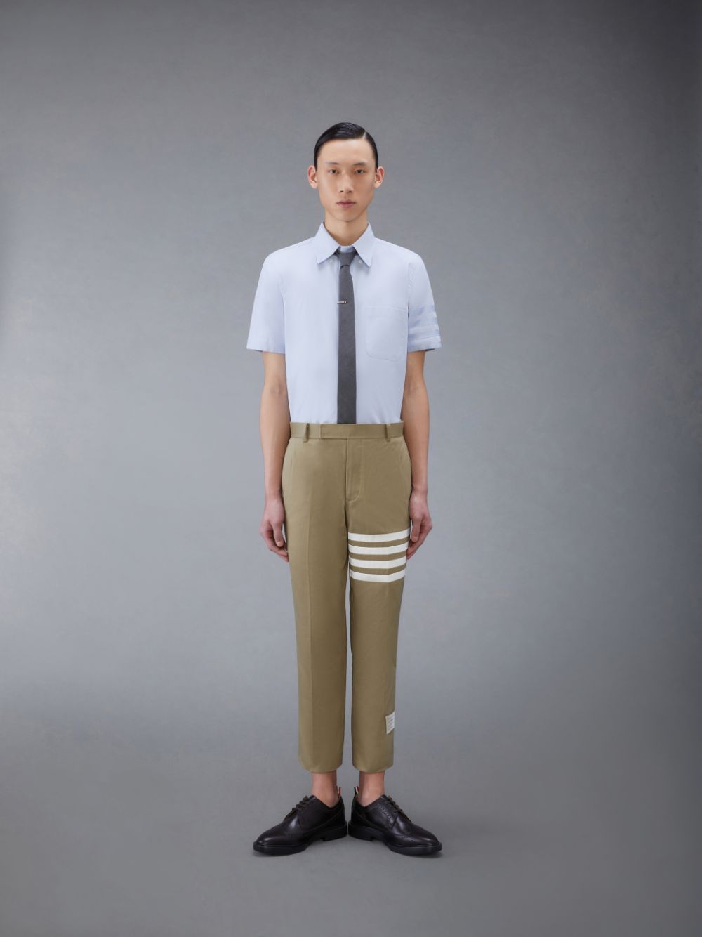 Blue Men Thom Browne Oxford 4-Bar Short Sleeve Shirts | UUI18D22898