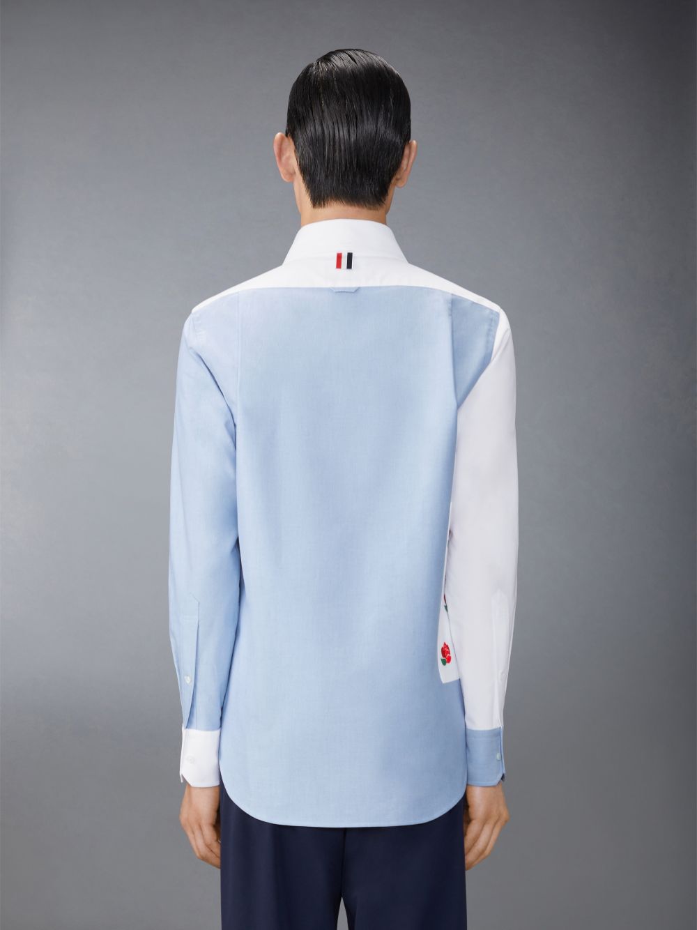 Blue Men Thom Browne Oxford Rose and Raven Patch Shirts | NNL83T99676
