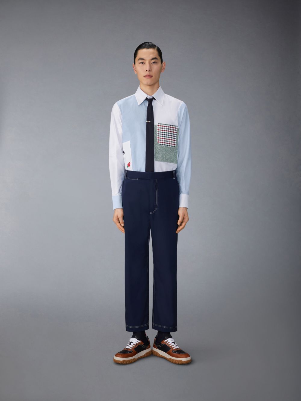 Blue Men Thom Browne Oxford Rose and Raven Patch Shirts | NNL83T99676
