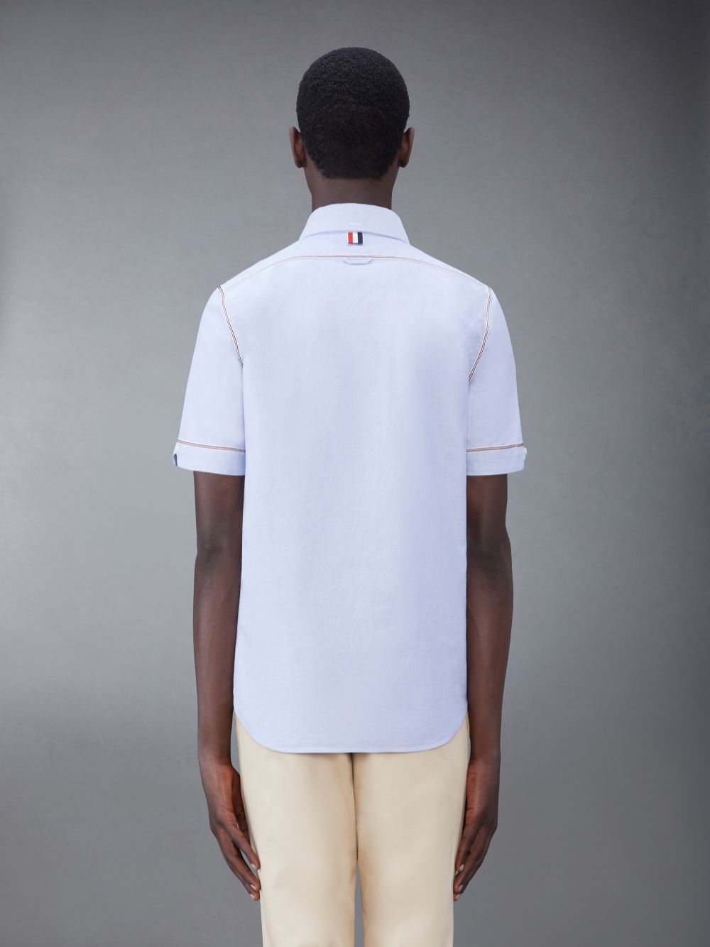 Blue Men Thom Browne Oxford Short Sleeve Shirts | FQB28G79827