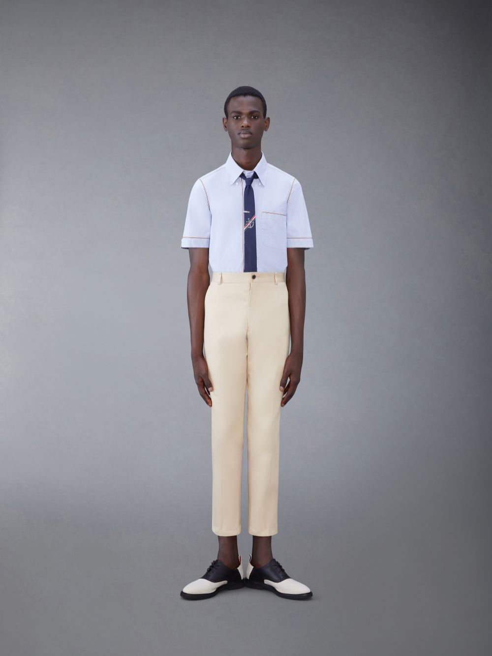 Blue Men Thom Browne Oxford Short Sleeve Shirts | FQB28G79827