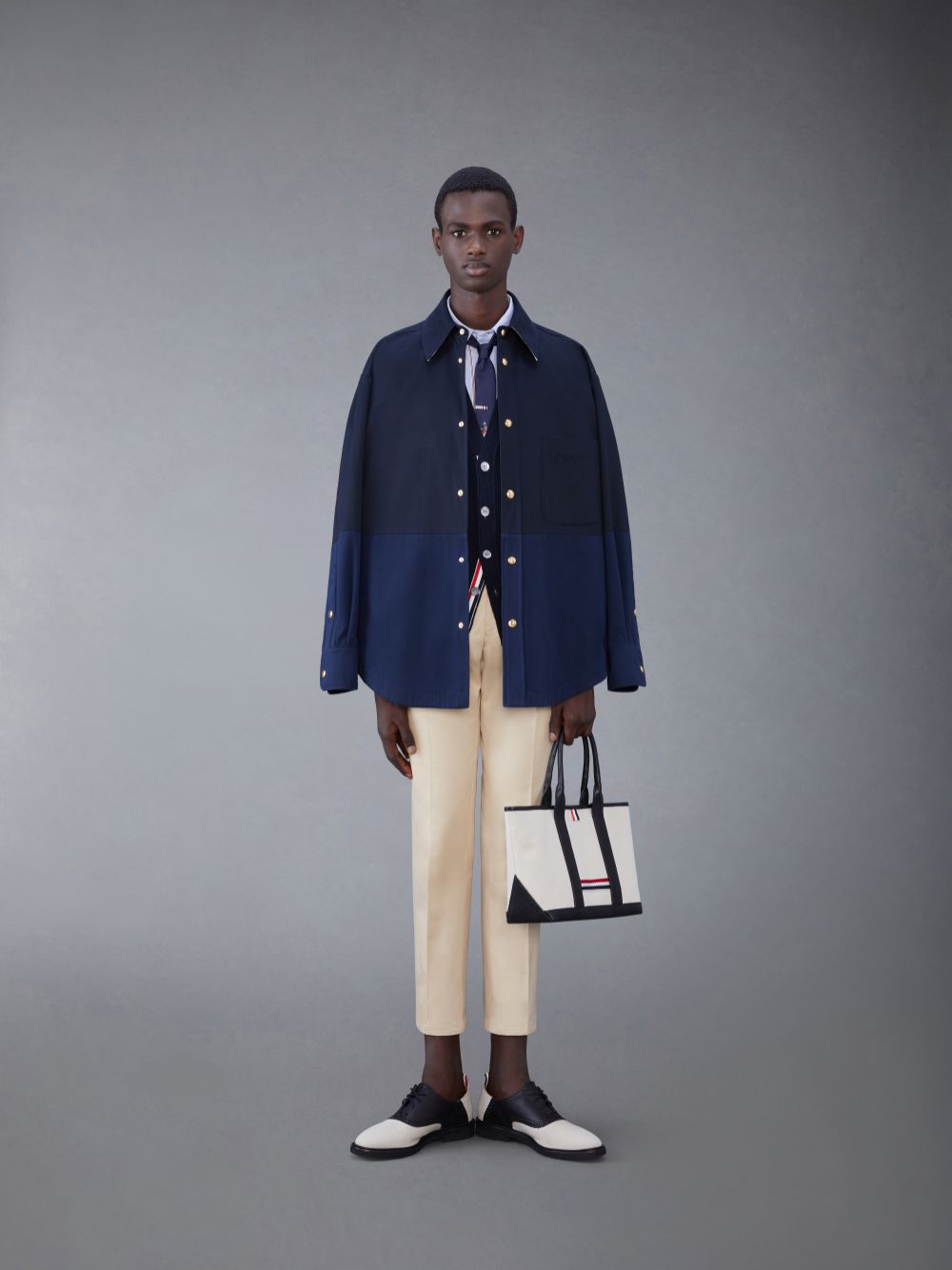 Blue Men Thom Browne Oxford Short Sleeve Shirts | FQB28G79827