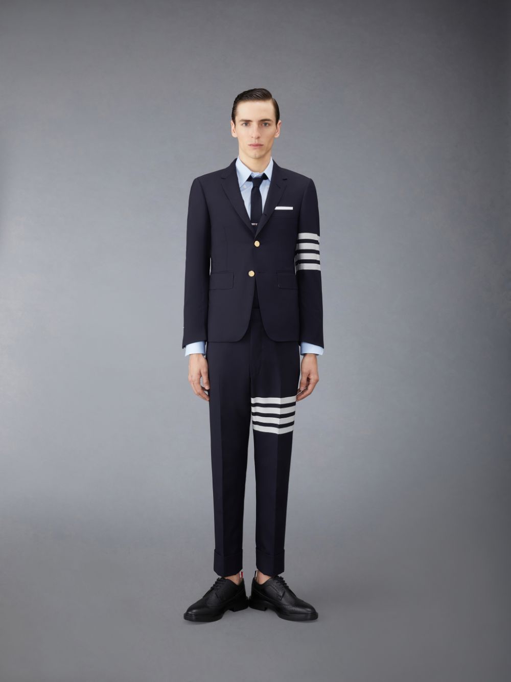 Blue Men Thom Browne Plain Weave 4-Bar Classic Sport Coats | IPY78F26376