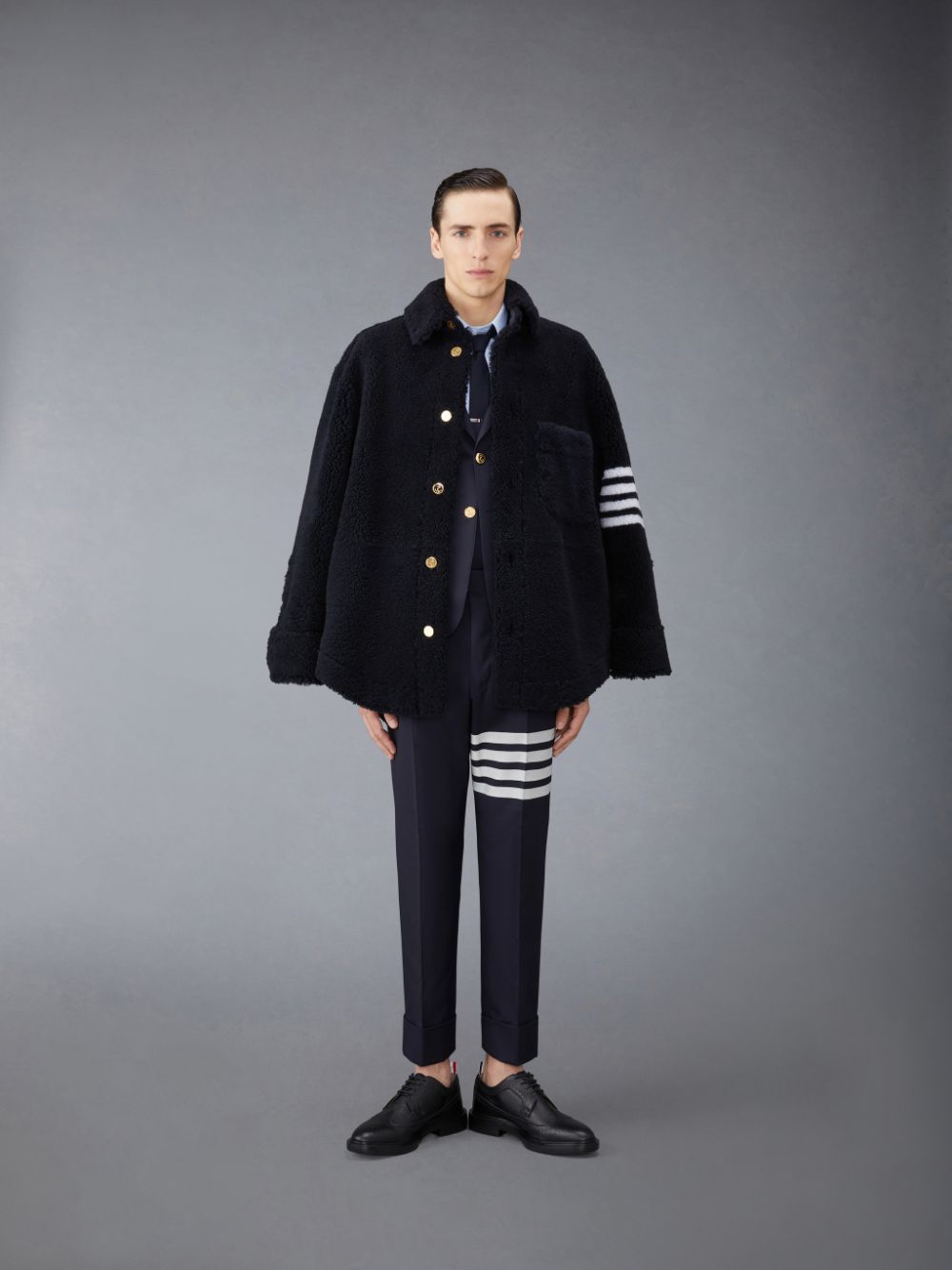 Blue Men Thom Browne Plain Weave 4-Bar Classic Sport Coats | IPY78F26376