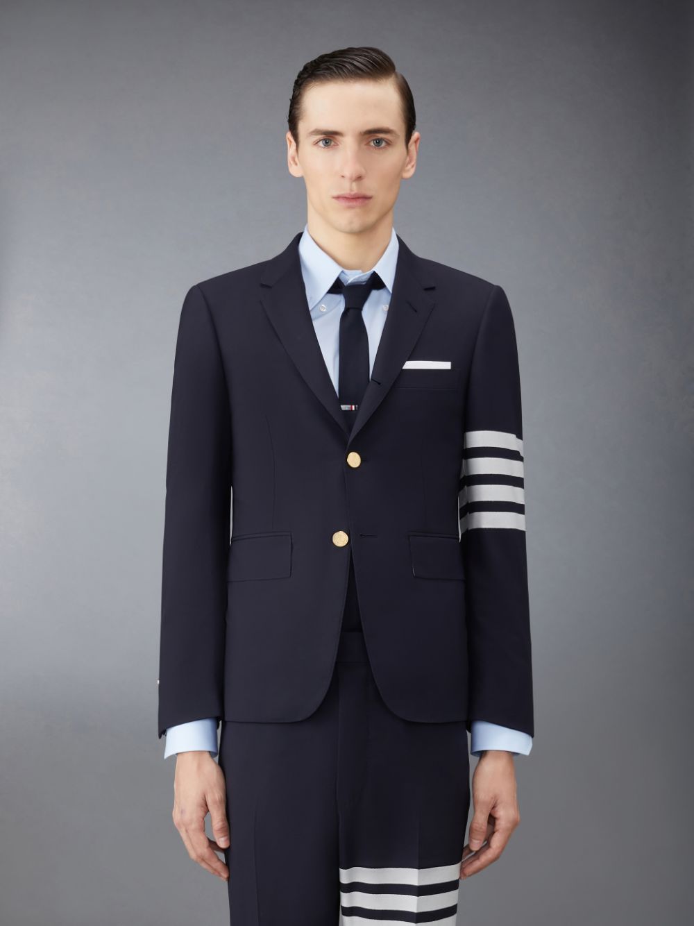 Blue Men Thom Browne Plain Weave 4-Bar Classic Sport Coats | IPY78F26376