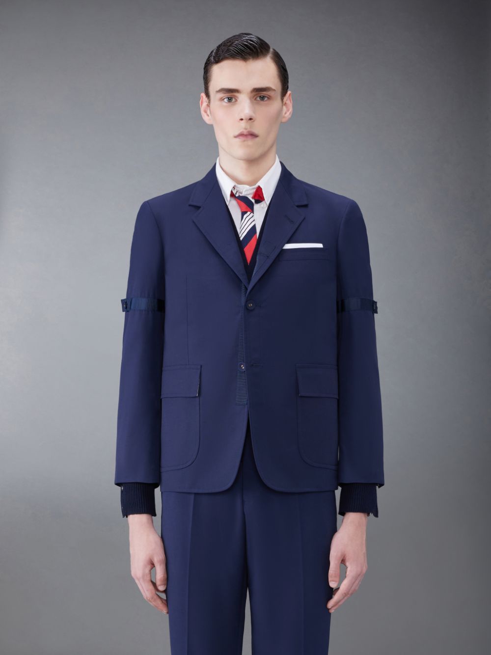Blue Men Thom Browne Typewriter Cloth Armband Straight Fit Sport Coats | IJT67C81688