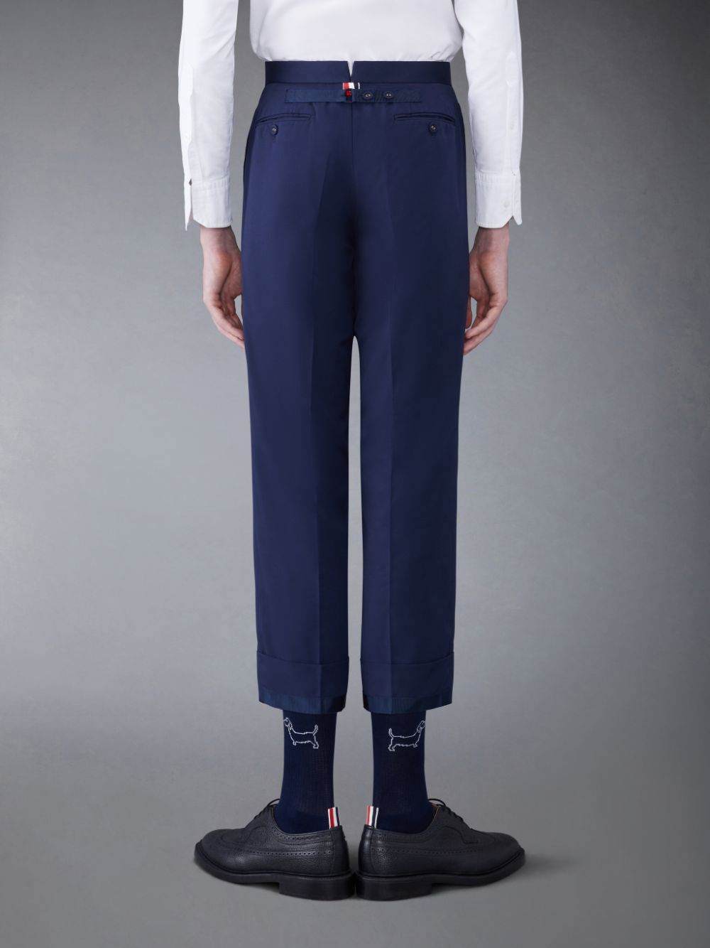Blue Men Thom Browne Typewriter Cloth Classic Backstrap Pants | EBW76B04872