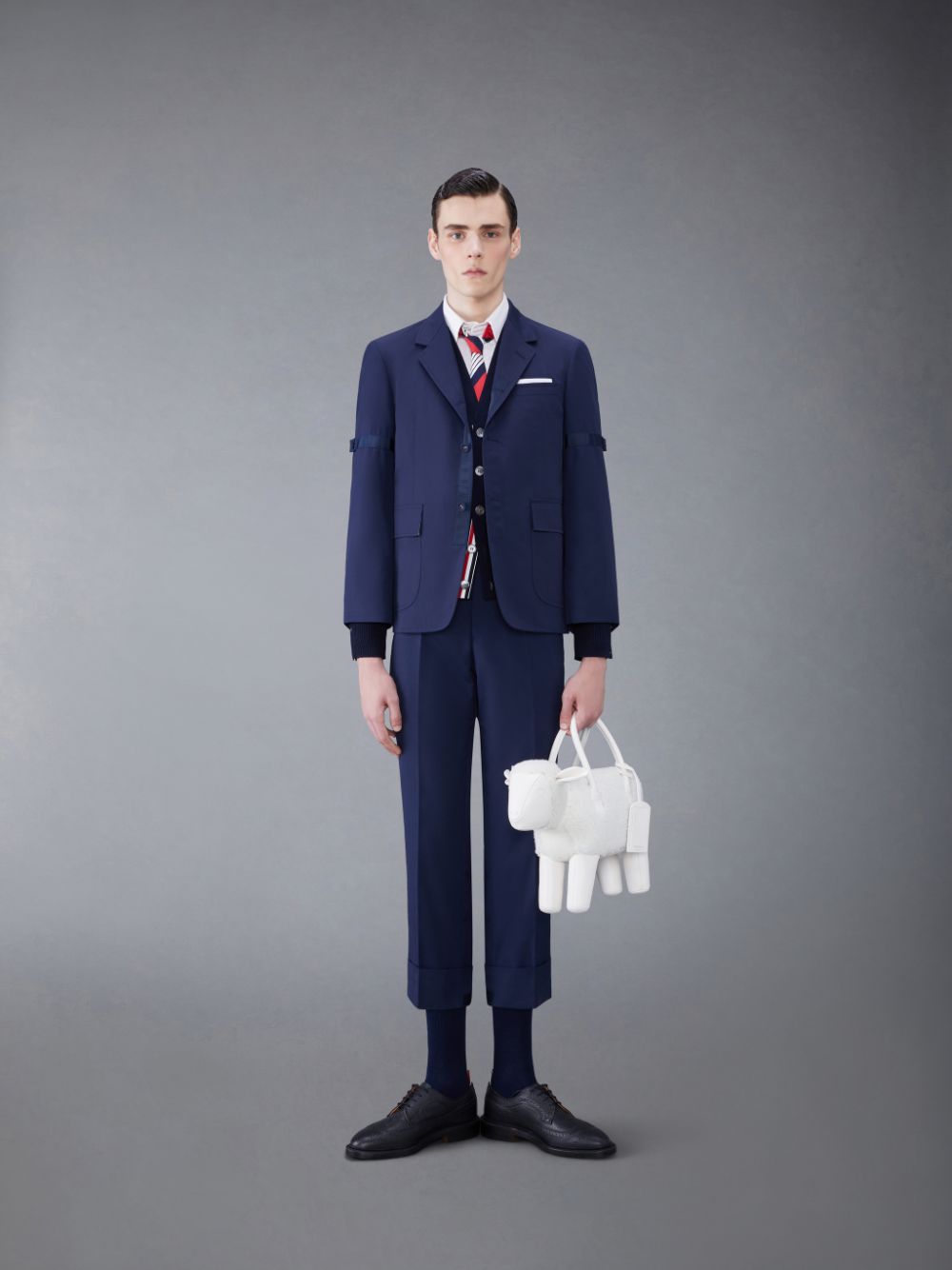 Blue Men Thom Browne Typewriter Cloth Classic Backstrap Pants | EBW76B04872