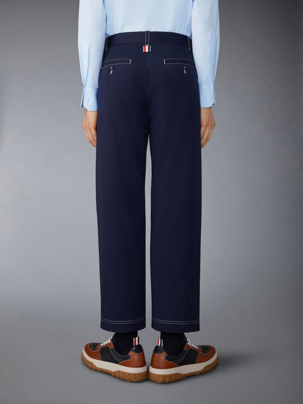 Blue Men Thom Browne Typewriter Unconstructed Straight Leg Pants | DDI03H39474