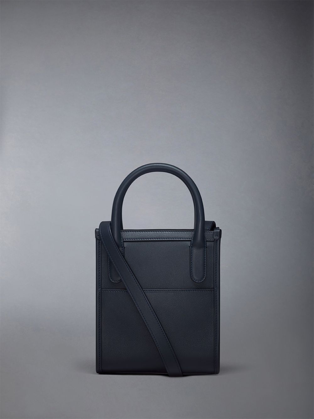 Blue Men Thom Browne Vertical Mini W/ 4 Bar Stripes in Smooth Calf Tote Bags | CBK21G30281