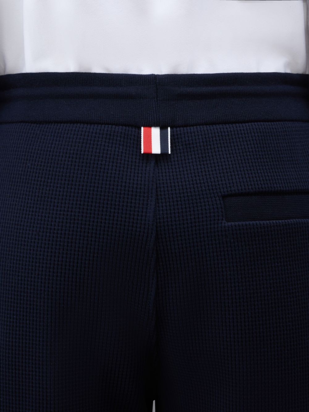 Blue Men Thom Browne Waffle 4-Bar Sweatshorts | HQF06C34277