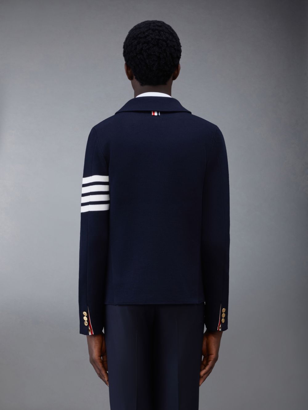 Blue Men Thom Browne Wool 4-Bar Sport Cardigan | VEV75N74737