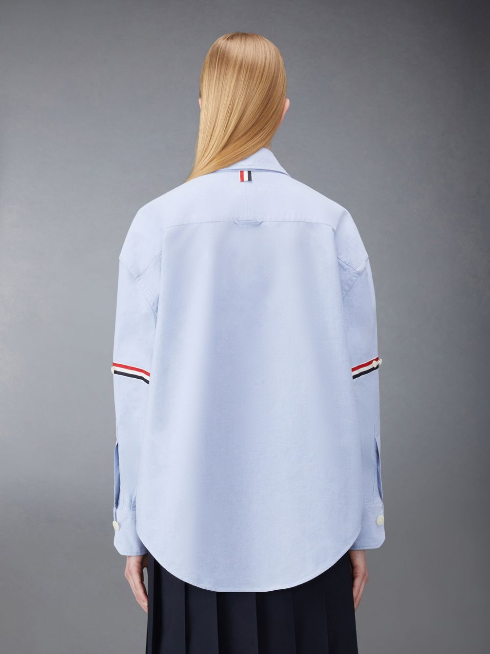 Blue Women Thom Browne Oxford Armband Supersized Shirts | MXH45A00316