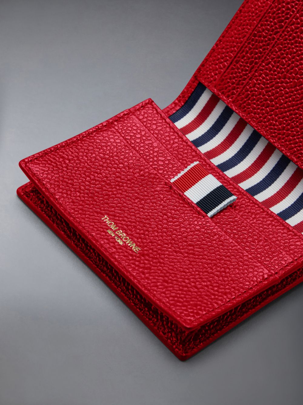 Blue Women Thom Browne Pebble Grain Leather Double Card Case | HCN49R48930