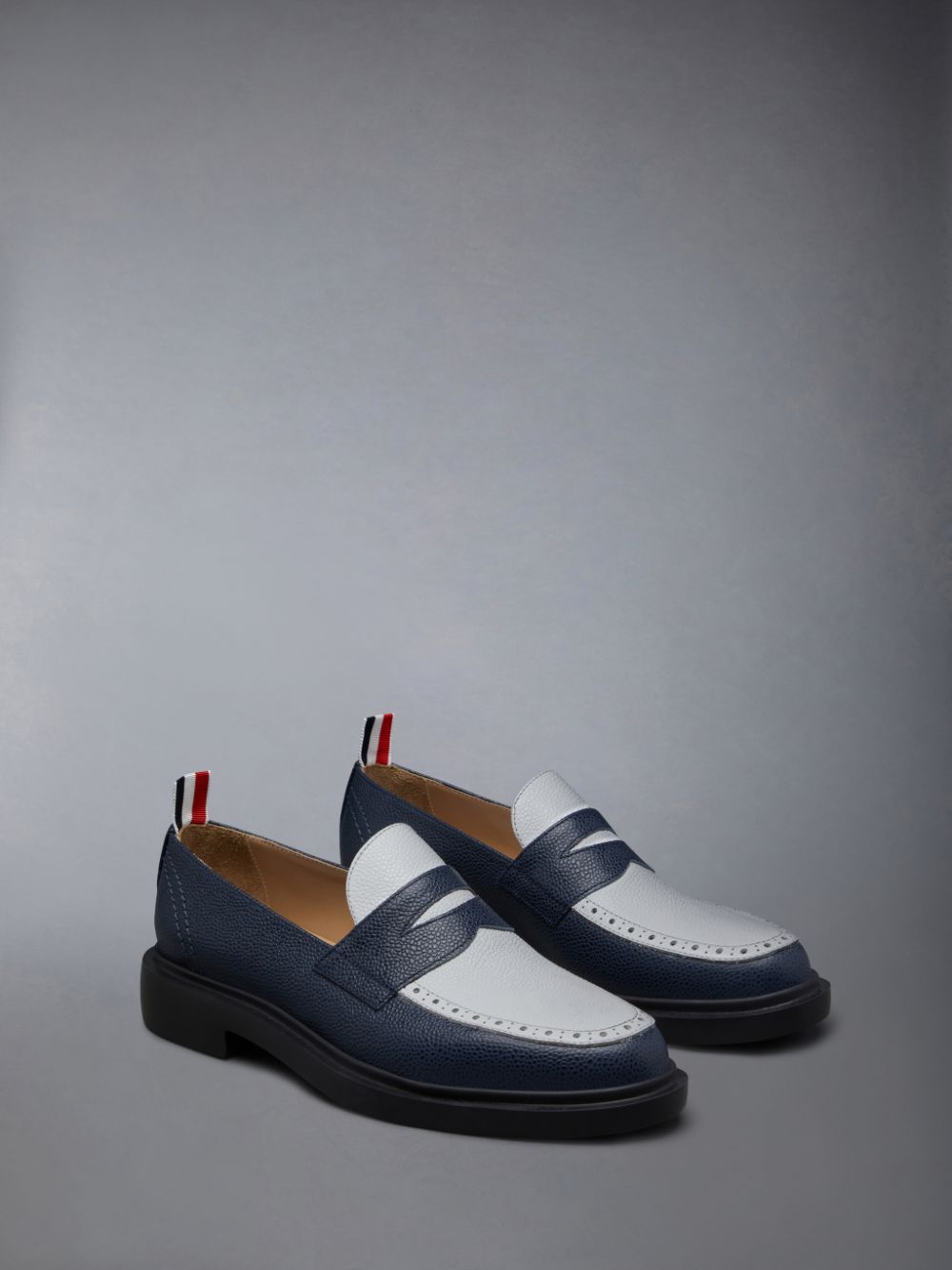 Blue Women Thom Browne Pebble Grain Leather Penny Loafers | WWD61R14943