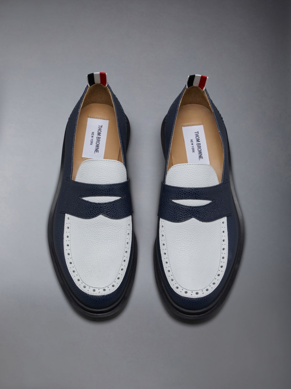 Blue Women Thom Browne Pebble Grain Leather Penny Loafers | WWD61R14943