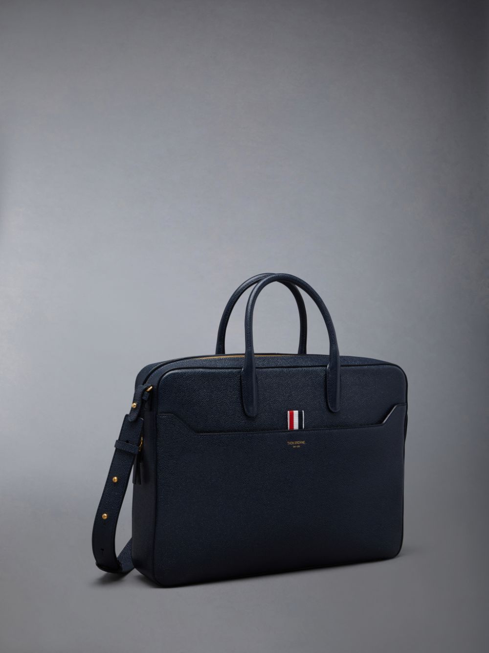 Blue Women Thom Browne Pebble Grain Leather Business Bags | RBQ38E38466