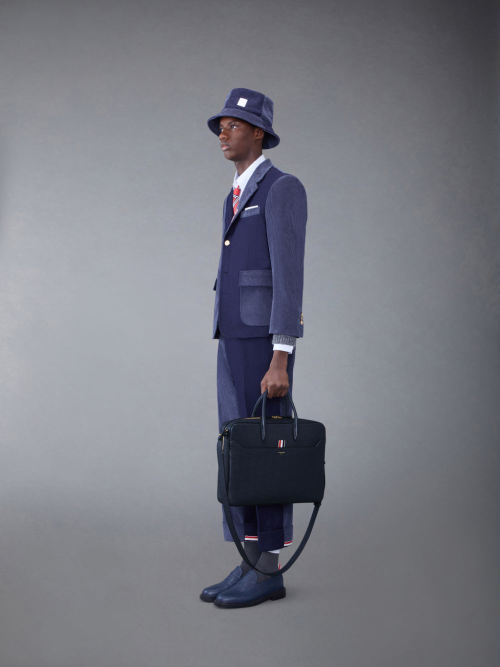 Blue Women Thom Browne Pebble Grain Leather Business Bags | RBQ38E38466