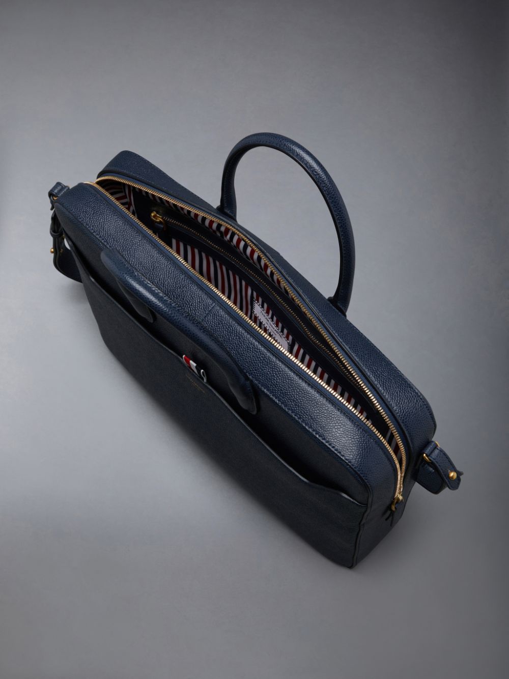 Blue Women Thom Browne Pebble Grain Leather Business Bags | RBQ38E38466