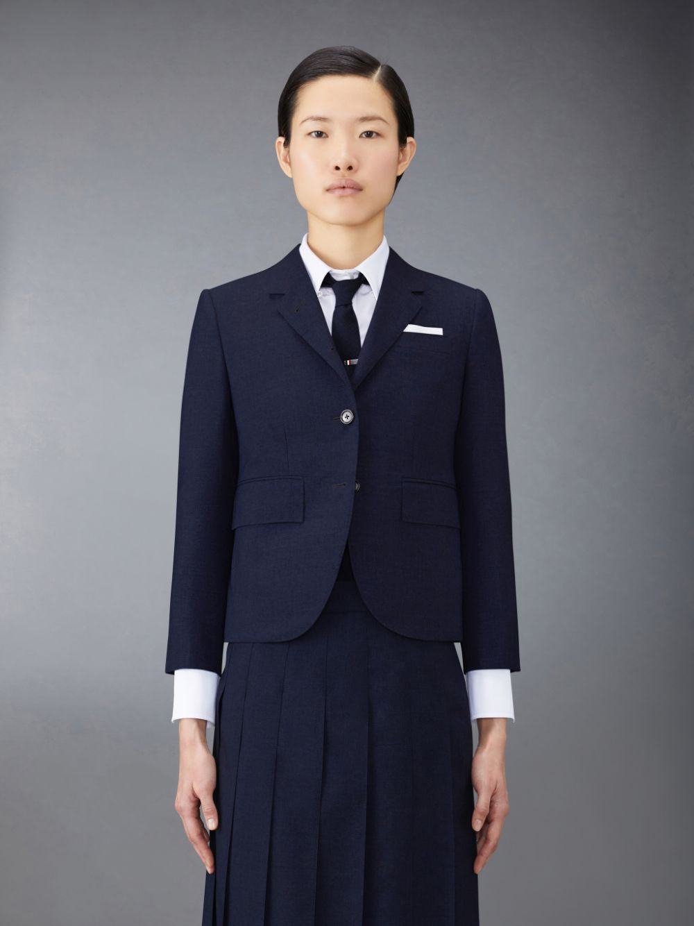 Blue Women Thom Browne Plain Weave School Uniform High Armhole Sport Coats | BGS90F27358