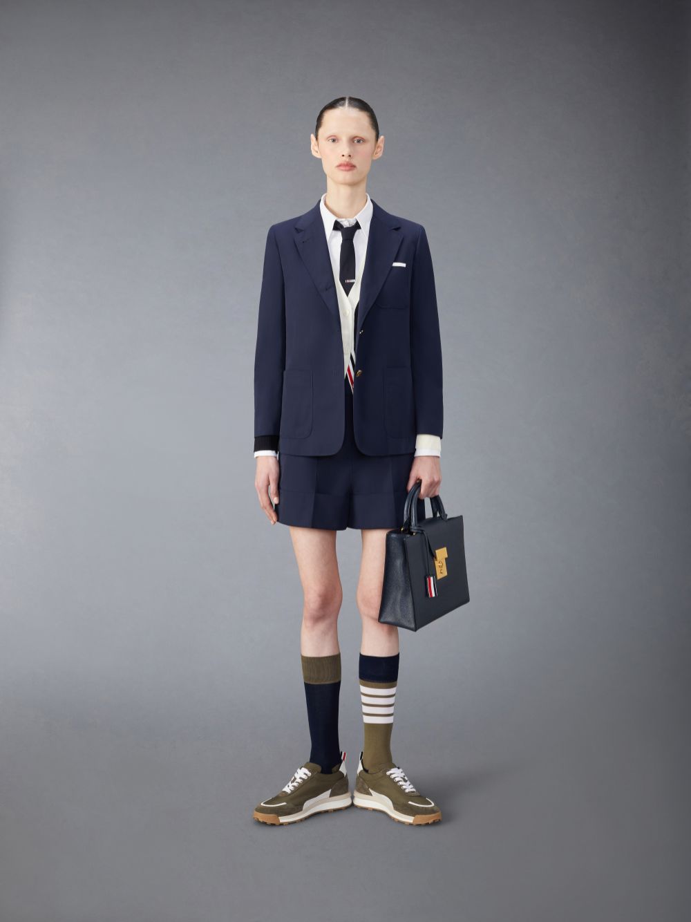 Blue Women Thom Browne Typewriter Sack Shorts | HJK72J07929