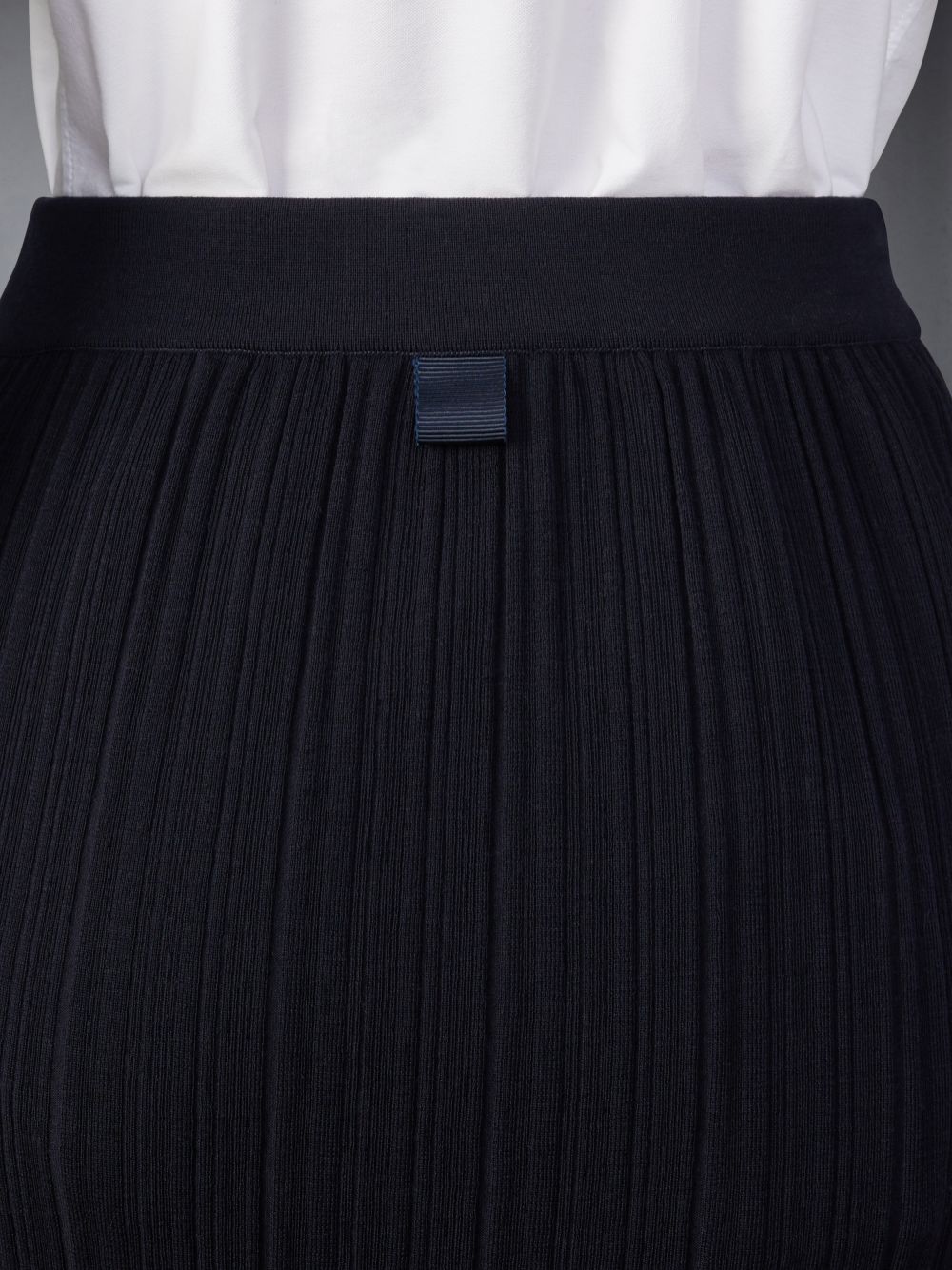 Blue Women Thom Browne Wool Crepe Rib Stitch Midi Plisse Skirts | VHN95B02760