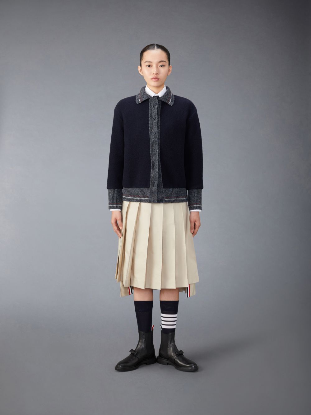Blue Women Thom Browne Wool Fleece Cardigan | JXJ92B91897
