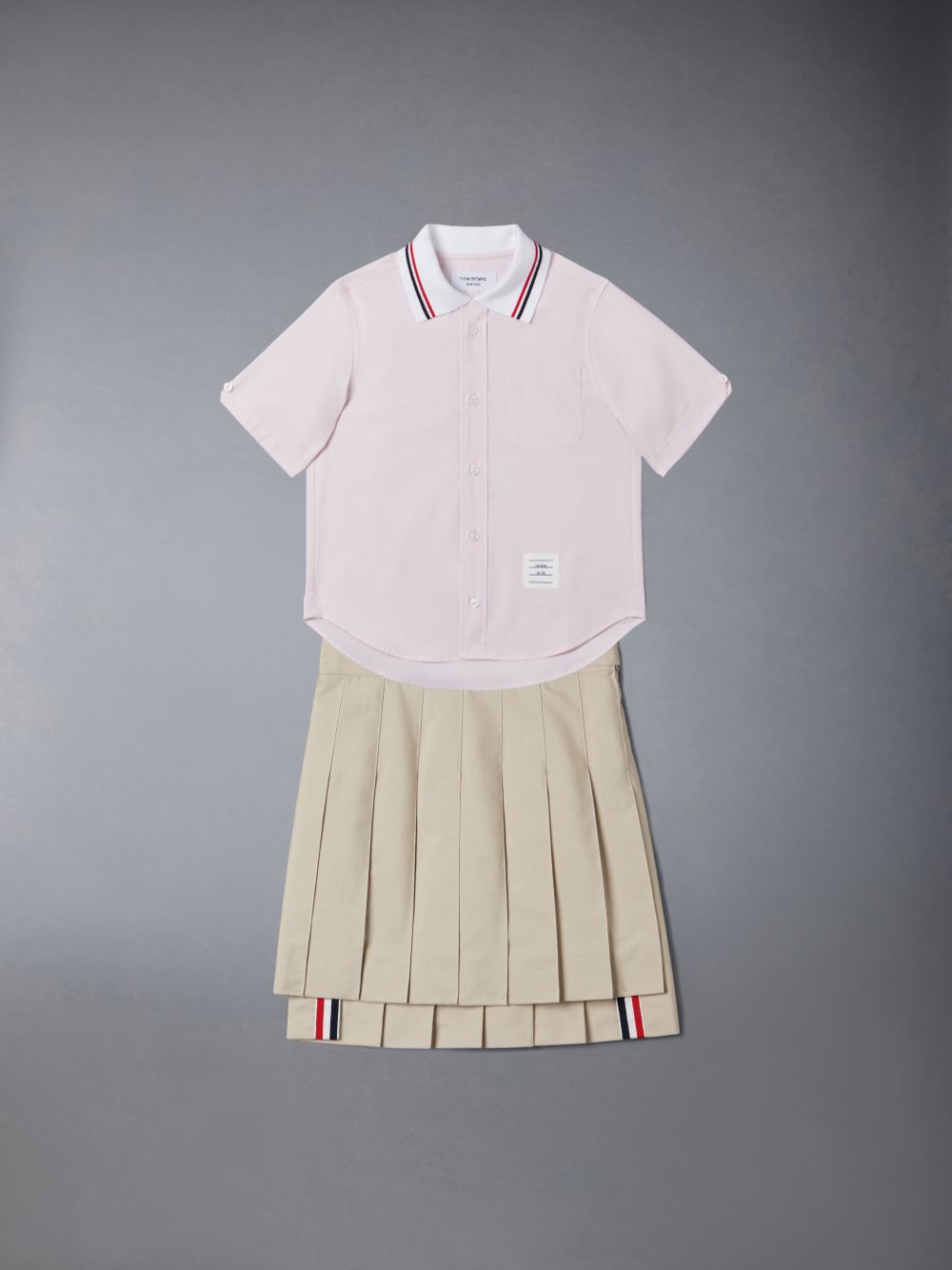Brown Girls's Thom Browne Typewriter Pleated Mini Skirts | XQN02Q44711