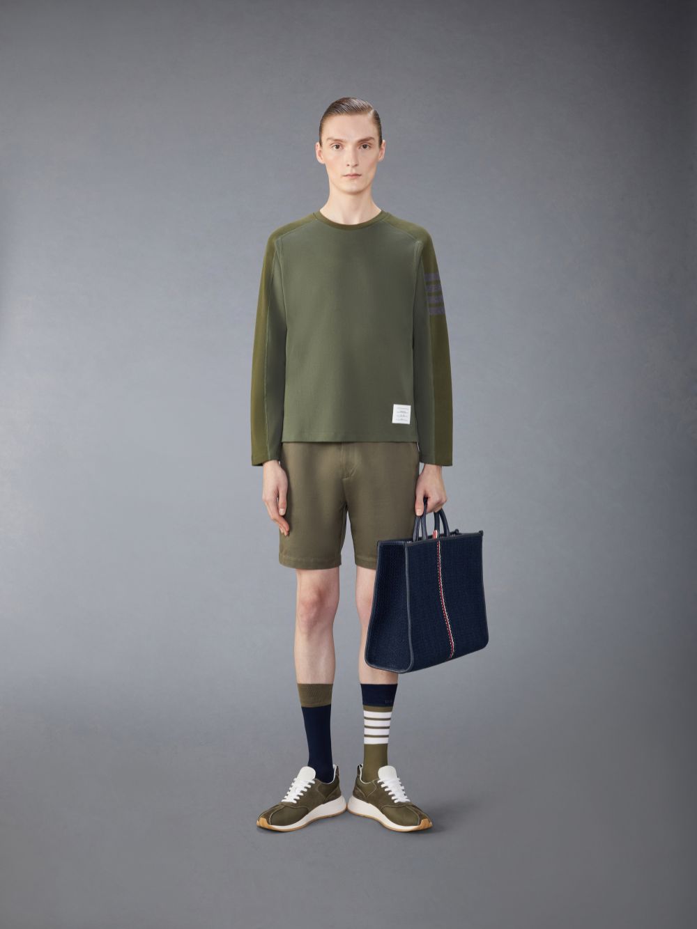 Green Men Thom Browne Milano Cotton 4-Bar T Shirts | IDN01H43564