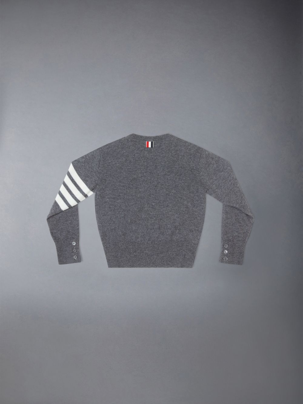 Grey Girls's Thom Browne Cashmere 4-Bar Crewneck Pullover | WAN01I89335