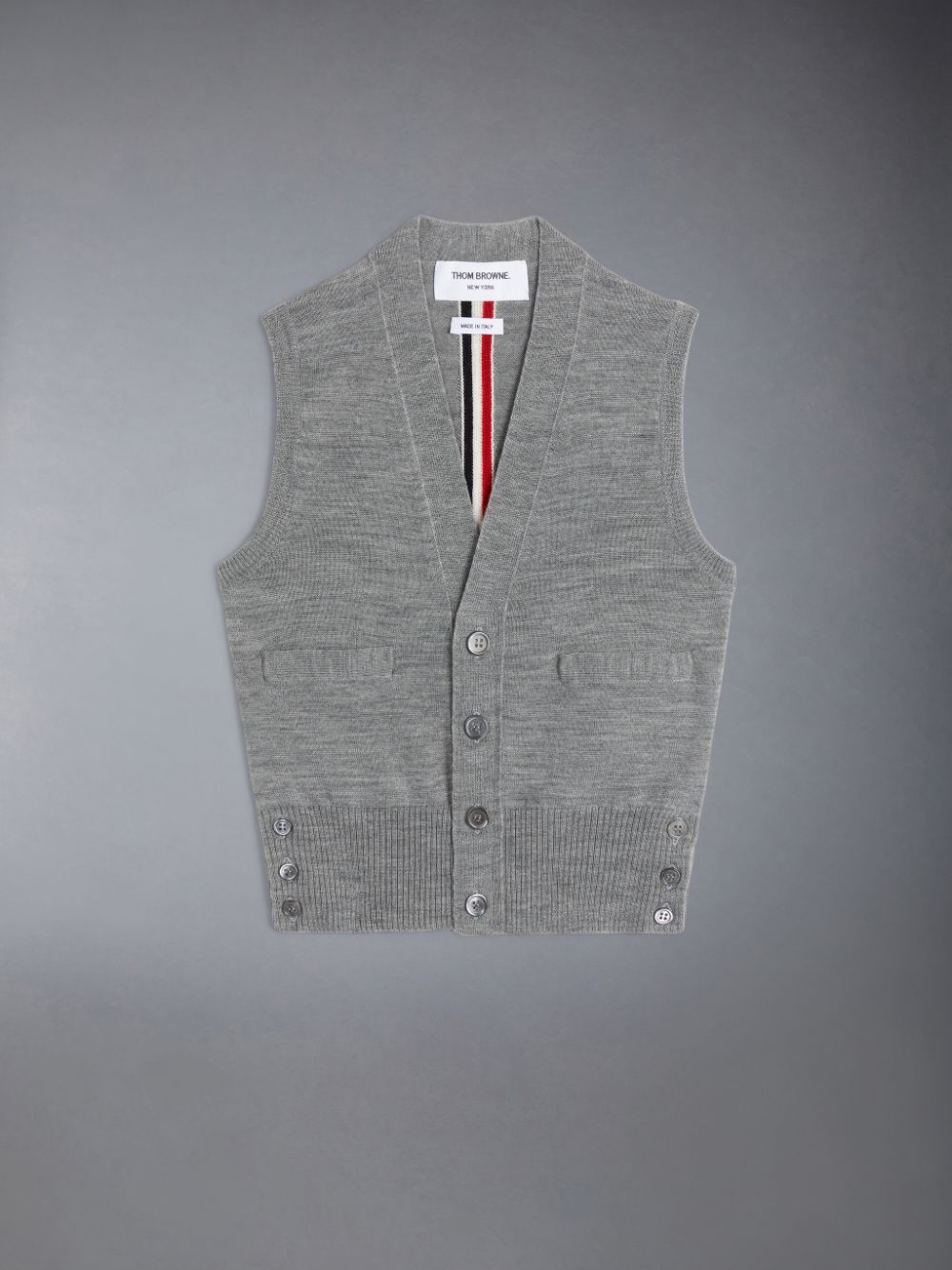 Grey Girls's Thom Browne Wool Stripe V-neck Cardigan Vest | QYT29E38164