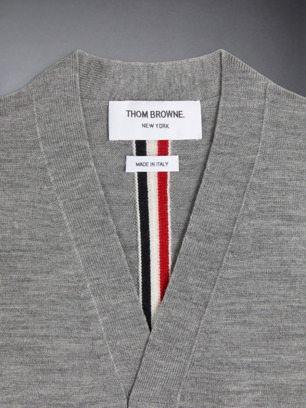 Grey Girls's Thom Browne Wool Stripe V-neck Cardigan Vest | QYT29E38164