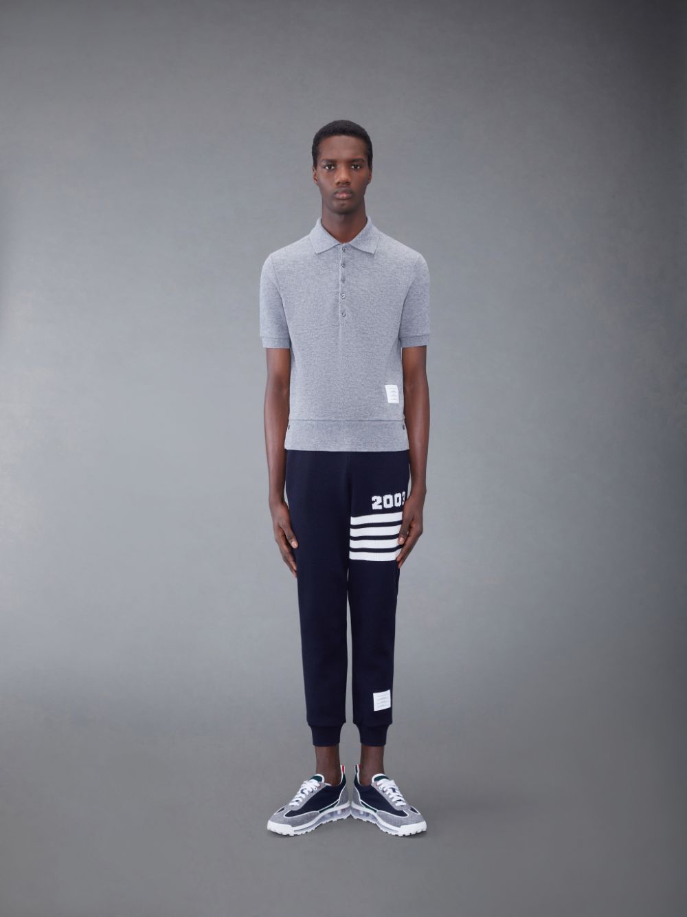 Grey Men Thom Browne CASHMERE PIQUE 2003 RIB CUFF Polo Shirt | XQK16Q14706