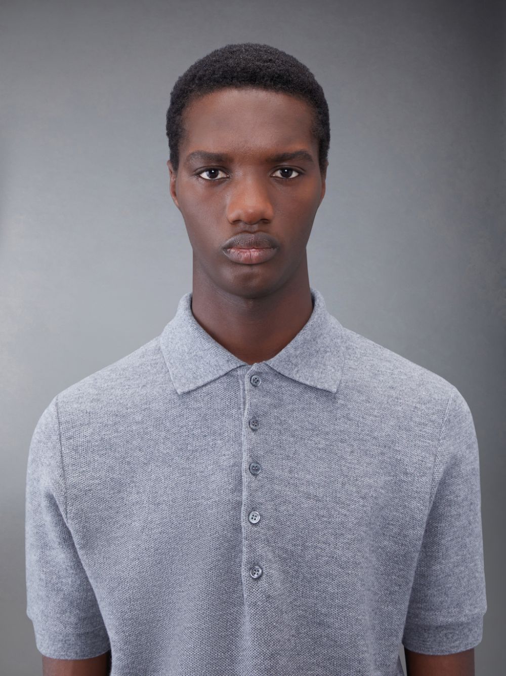 Grey Men Thom Browne CASHMERE PIQUE 2003 RIB CUFF Polo Shirt | XQK16Q14706