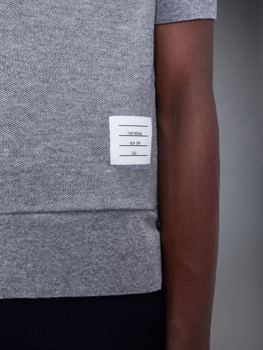 Grey Men Thom Browne CASHMERE PIQUE 2003 RIB CUFF Polo Shirt | XQK16Q14706