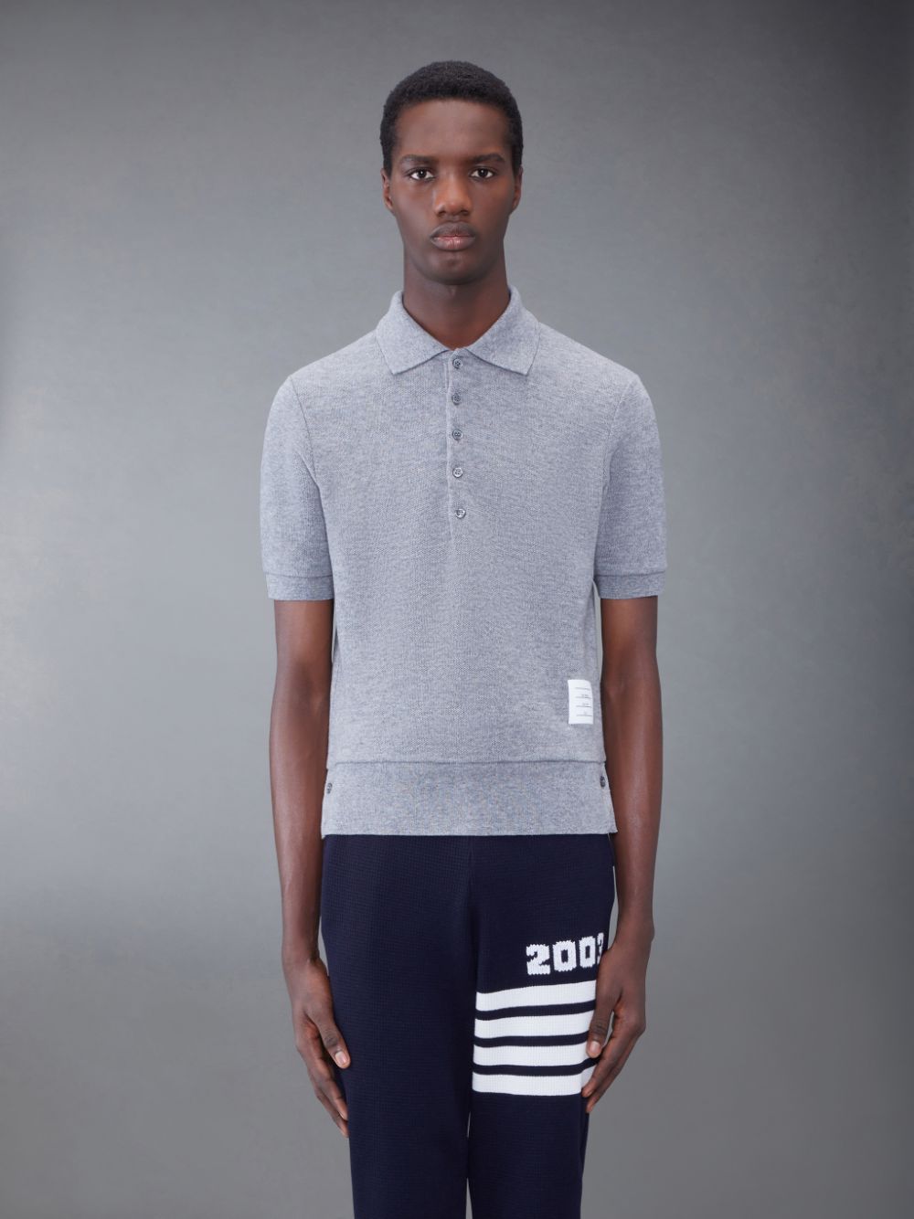 Grey Men Thom Browne CASHMERE PIQUE 2003 RIB CUFF Polo Shirt | XQK16Q14706