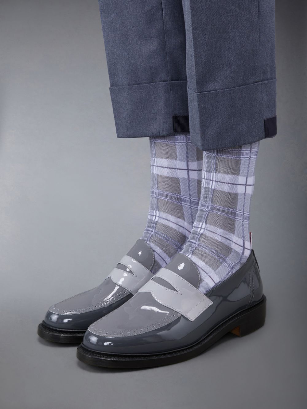 Grey Men Thom Browne Classic Patent Penny Loafers | ZQO54C35468
