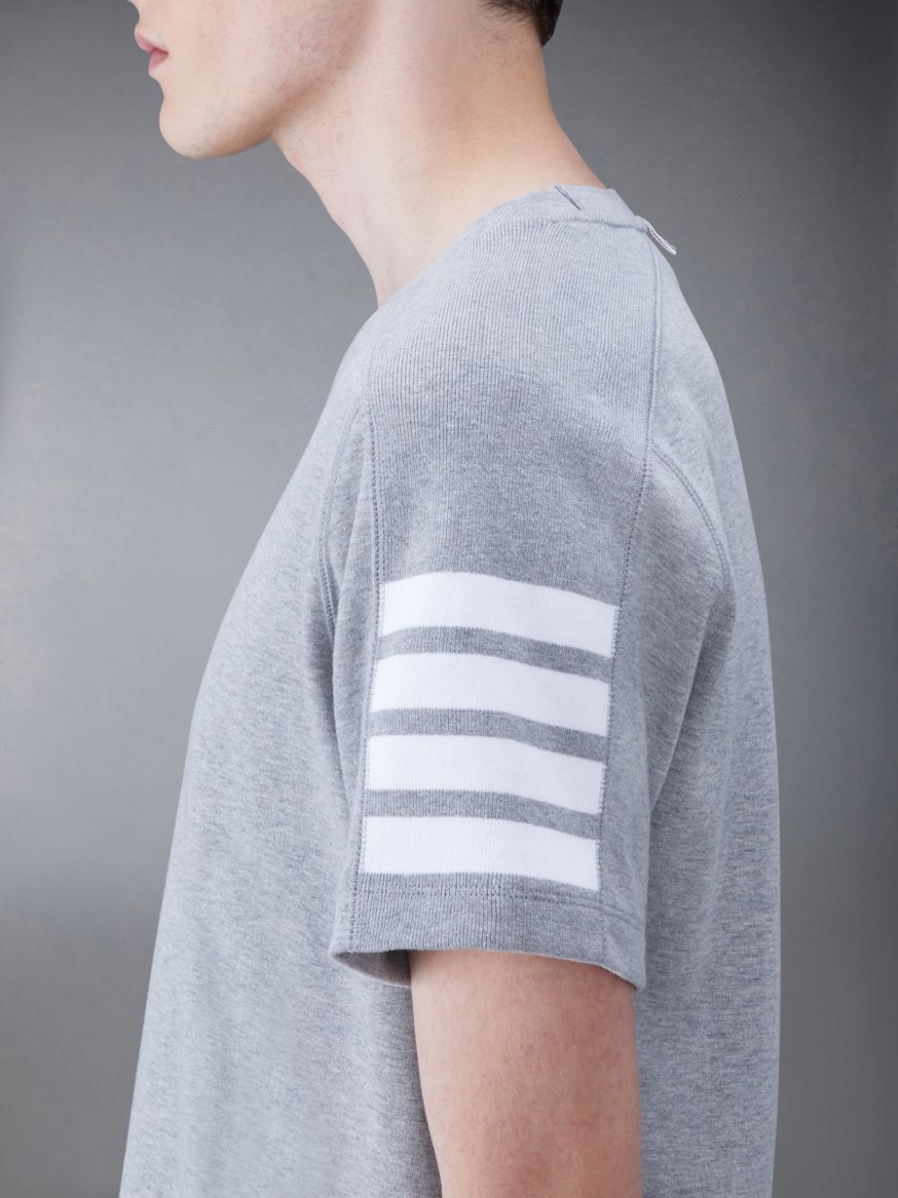 Grey Men Thom Browne Cotton 4-Bar Short Sleeve T Shirts | MAC77H30367