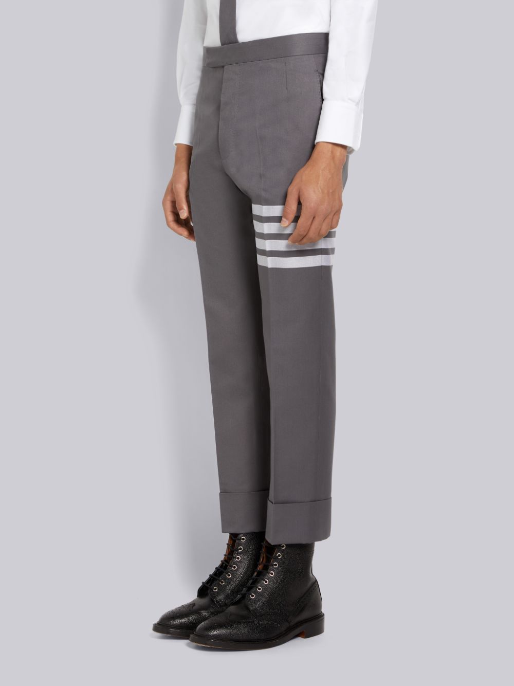 Grey Men Thom Browne Medium Cotton Suiting Engineered 4-Bar Classic Pants | YGQ80F32811