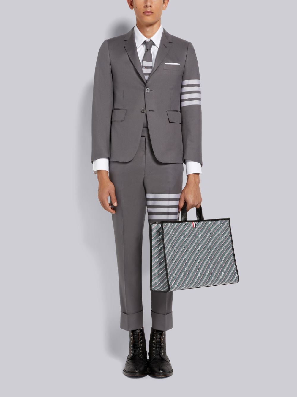 Grey Men Thom Browne Medium Cotton Suiting Engineered 4-Bar Classic Pants | YGQ80F32811