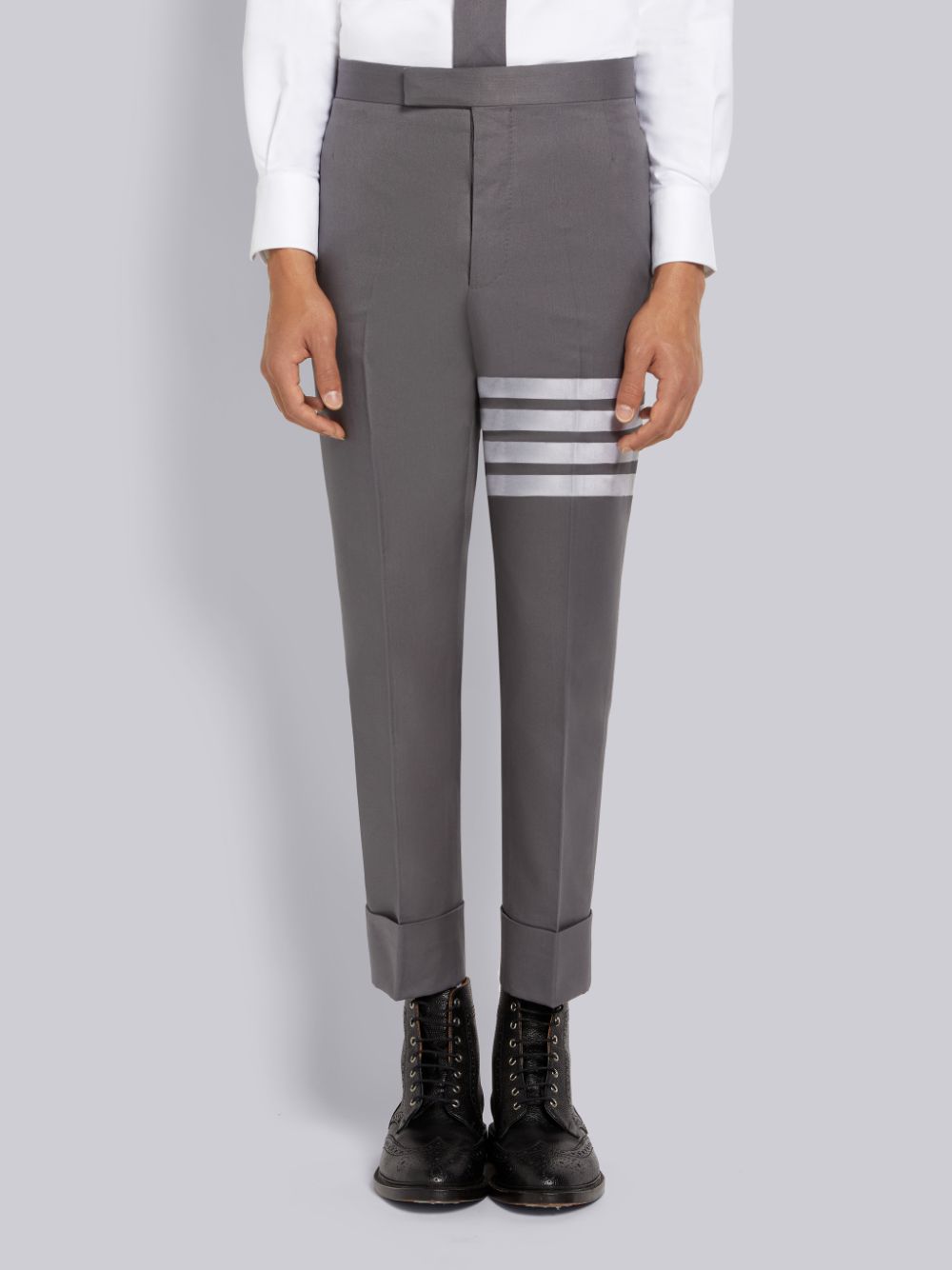 Grey Men Thom Browne Medium Cotton Suiting Engineered 4-Bar Classic Pants | YGQ80F32811