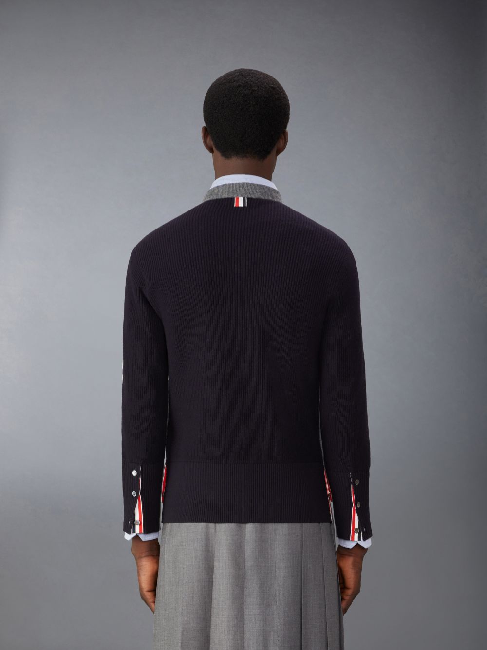 Grey Men Thom Browne Merino Wool 2 in 1 Half 4-Bar Pullover | XYV36E13890
