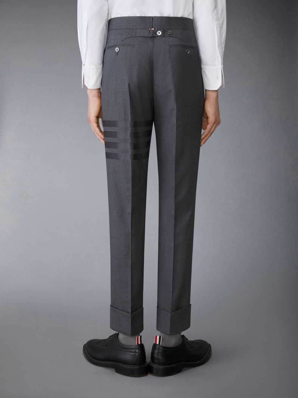 Grey Men Thom Browne PLAIN WEAVE SUITING 4-BAR CLASSIC BACKSTRAP Pants | ONB45G49308