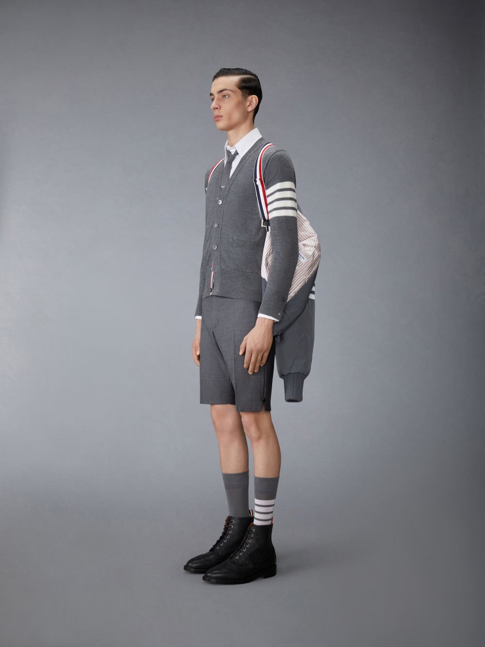 Grey Men Thom Browne POLY TWILL 4-BAR OVERSIZED BLOUSON Jackets | VVT58G90564
