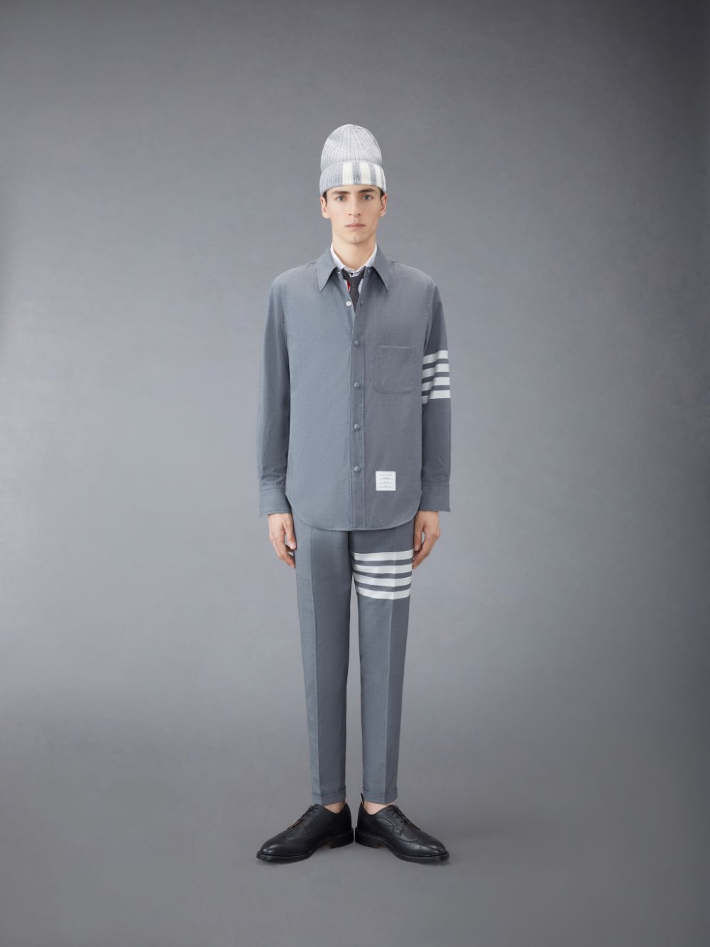 Grey Men Thom Browne Plain Weave 4-Bar Jacket Shirts | BSZ52N66911